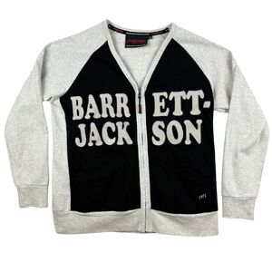 Barrett Jackson Women's Gray Full Zip Cardigan Sweater Size L Jacket Car Merch